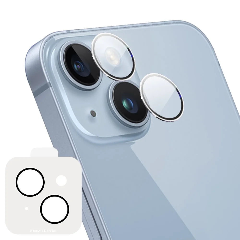 ENKAY HAT PRINCE For iPhone 14 / 14 Plus Camera Lens Protector Silk Printing HD Tempered Glass Lens Film with Installation Tool - 1