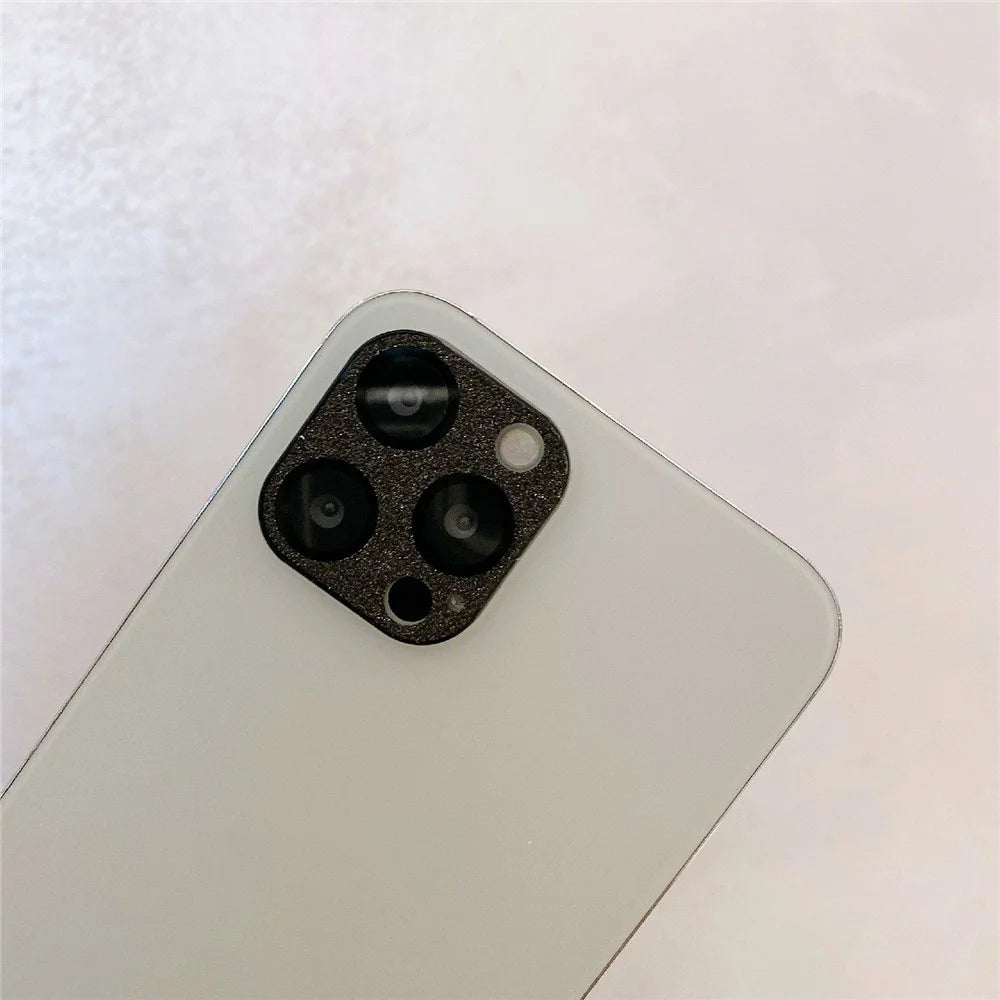 MKADI For iPhone 12 Pro Max 6.7 inch Camera Lens Film Glitter Tempered Glass Lens Protector - Black - 2