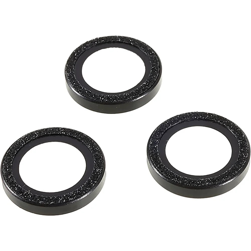 Bling Camera Lens Protector for iPhone 14 Pro / 14 Pro Max , Glitter Metal Frame + Tempered Glass Individual Ring Lens Cover - Black - 4