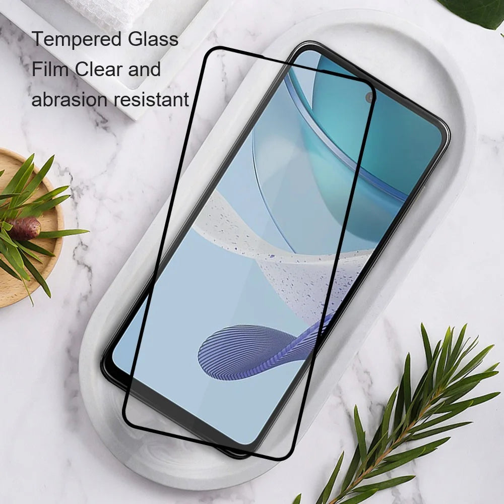 AMORUS 2Pcs For Motorola Moto E13 4G Silk Printing Tempered Glass Full Screen Protector Anti-scratch Full Glue Film - Black - 5
