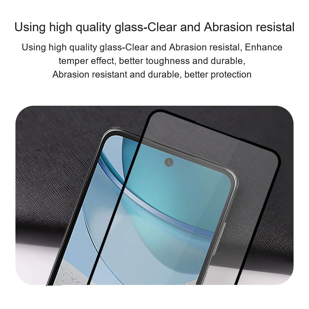 AMORUS 2Pcs For Motorola Moto E13 4G Silk Printing Tempered Glass Full Screen Protector Anti-scratch Full Glue Film - Black - 7