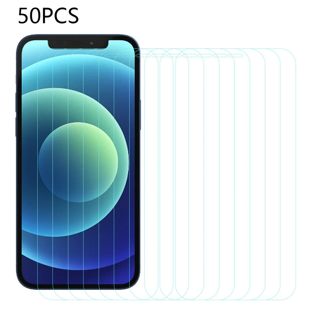 50Pcs For iPhone 12 mini 5.4 inch Arc Edge Tempered Glass Screen Protector HD Anti-Scratch Film (No Package, with Wipes Set, Dust-absorber, Guide Sticker) - 1