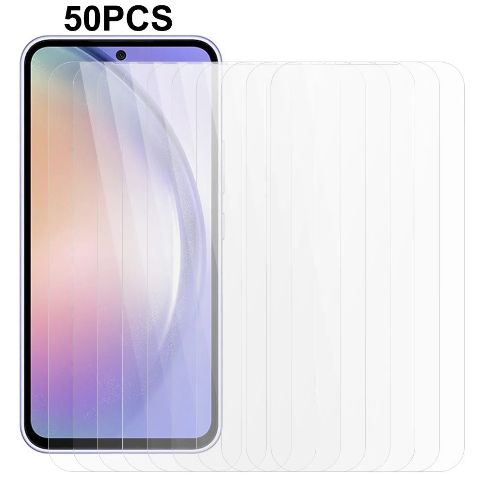 50Pcs For Samsung Galaxy A54 5G Super Clear Tempered Glass Film Cell Phone Screen Protector (No Package, with Wipes Set, Dust-absorber, Guide Sticker) - 1