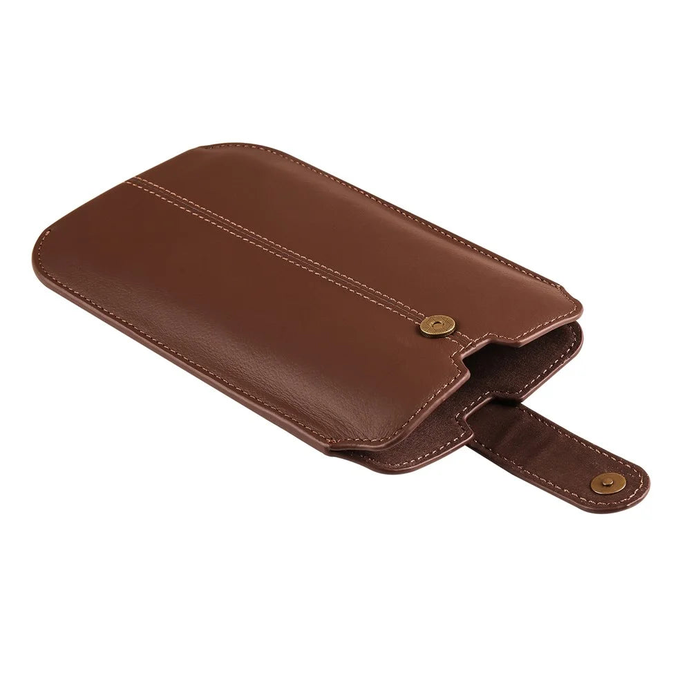 Genuine Cow Leather Belt Case for Universal 6.1-inch Phone Card Holder Cell Phone Holster Pouch with Belt Clip - Coffee - 3