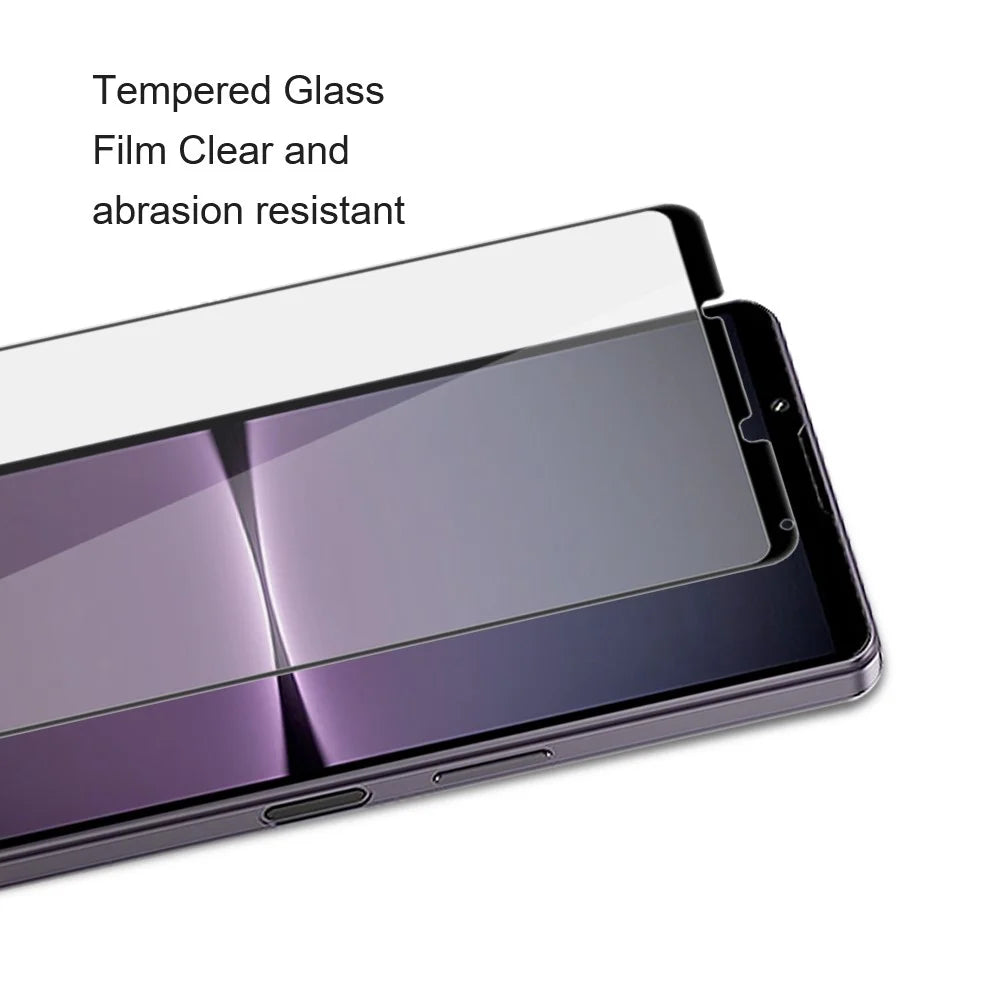 AMORUS Phone Screen Protector for Sony Xperia 1 V Full Glue Silk Printing Tempered Glass Full Cover Film - Black - 4