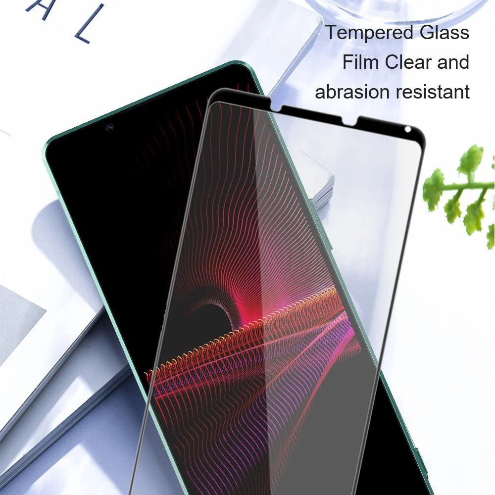 AMORUS Phone Screen Protector for Sony Xperia 1 V Full Glue Silk Printing Tempered Glass Full Cover Film - Black - 5