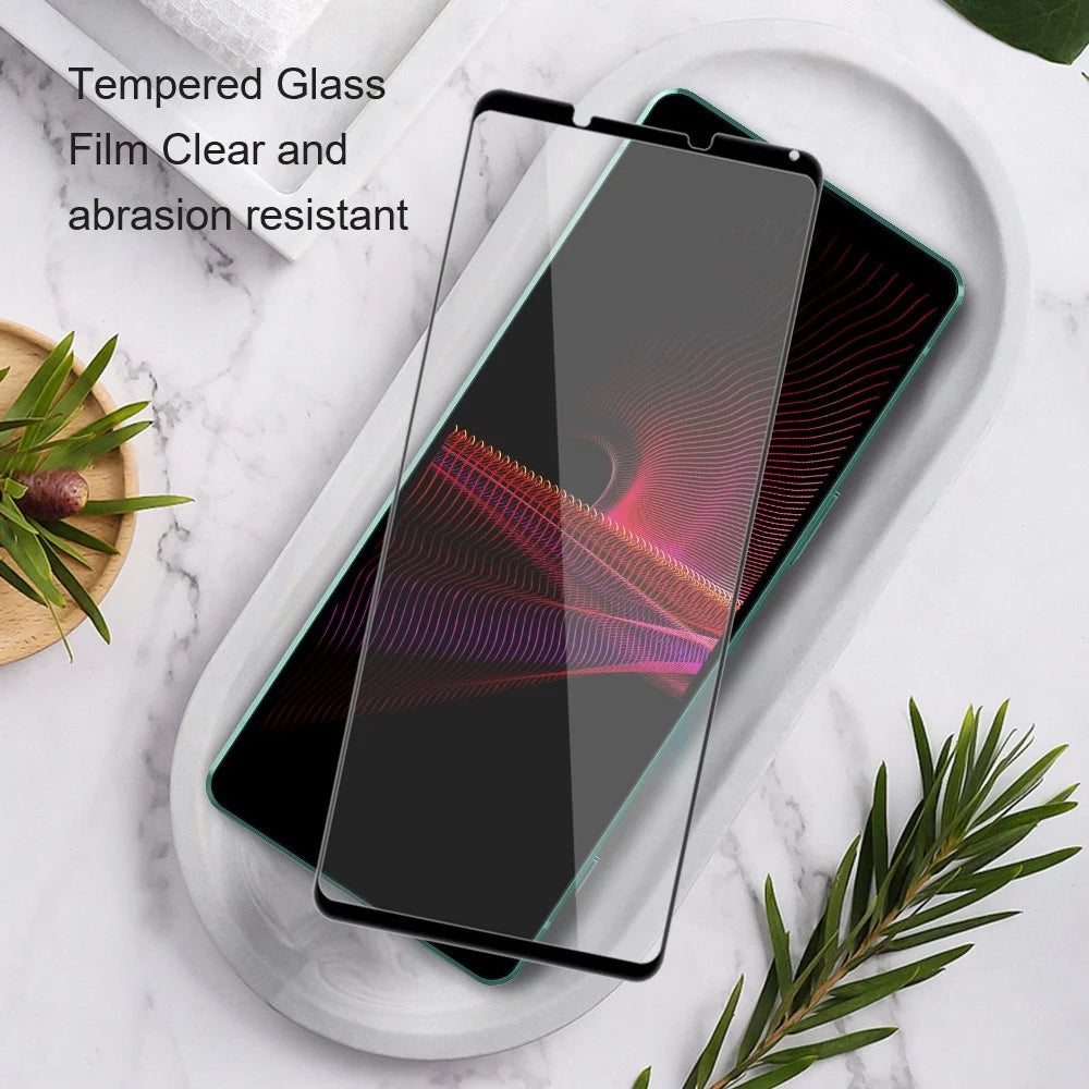 AMORUS Phone Screen Protector for Sony Xperia 1 V Full Glue Silk Printing Tempered Glass Full Cover Film - Black - 7