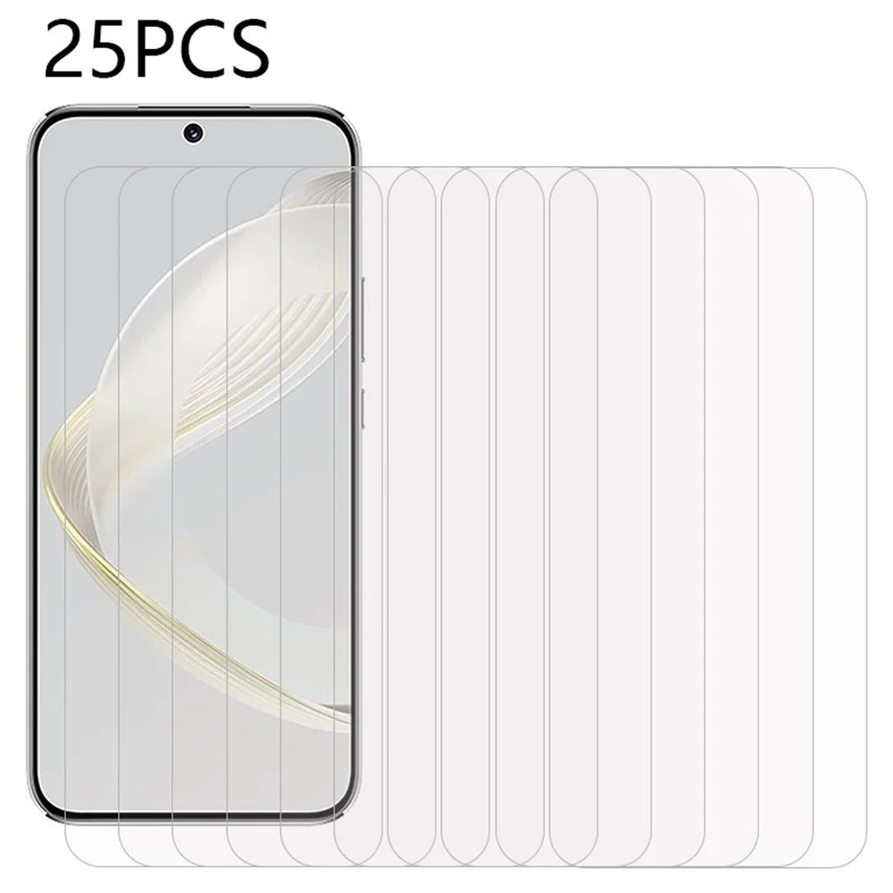 25Pcs For Huawei nova 11 / nova 12s 4G / nova 12 Lite 4G Tempered Glass Film Ultra Clear Anti-Scratch Phone Screen Protector (No Package, with Wipes Set, Dust-absorber, Guide Sticker) - 1