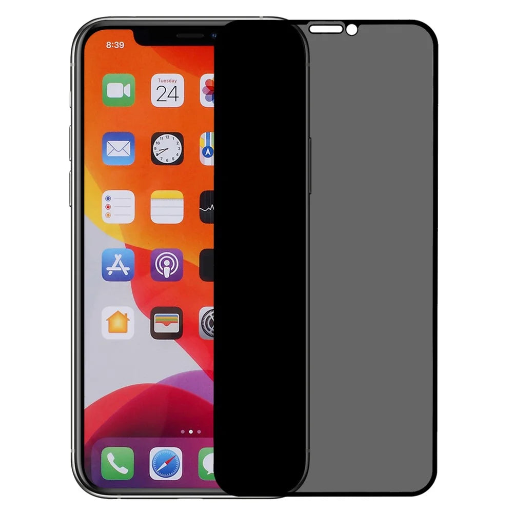 For iPhone 11 Pro Silk Printing Anti-peep Screen Protector High Aluminium-silicon Glass Full Cover Full Glue Film - 1