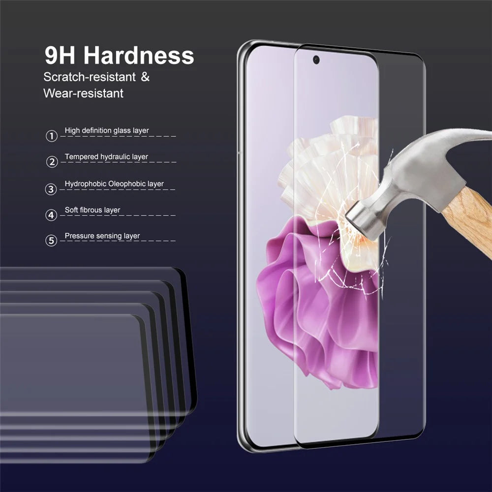 ENKAY HAT PRINCE 5PCS For Huawei P60 / P60 Pro / P60 Art Screen Protector 3D Curved Tempered Glass Side Glue Support Fingerprint Unlock - 4
