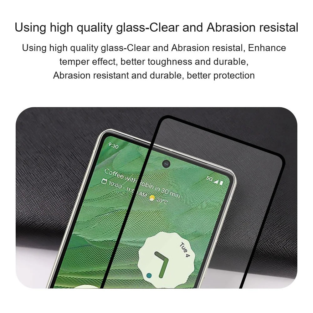 AMORUS 2Pcs Screen Protector for Google Pixel 8 , Full Cover Tempered Glass Silk Printing Clear Film - Black - 7
