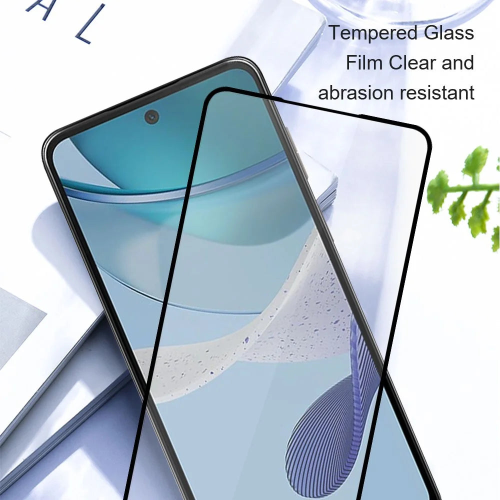 AMORUS 2Pcs Full Screen Protector for Motorola Moto G62 5G , Tempered Glass Silk Printing Clear Film - Black - 4