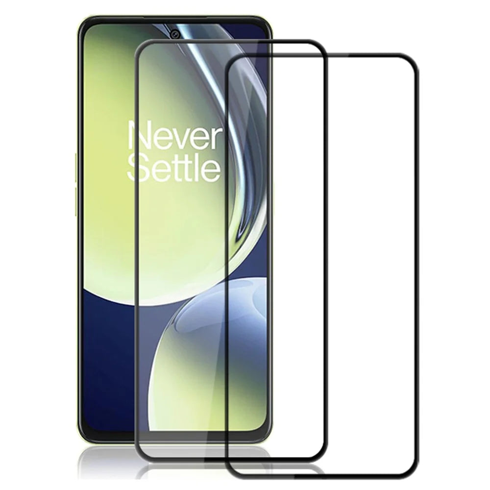 AMORUS 2Pcs For OnePlus Nord CE 3 Lite 5G / Nord N30 5G Silk Printing Full Screen Film Full Glue Tempered Glass Protector Guard - Black - 1
