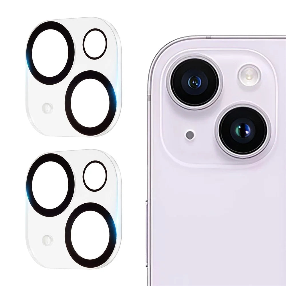 2Pcs for iPhone 15 / 15 Plus Camera Lens Protector Silk Printing 3D Arc Edge HD Tempered Glass Lens Film with Black Circle - 1