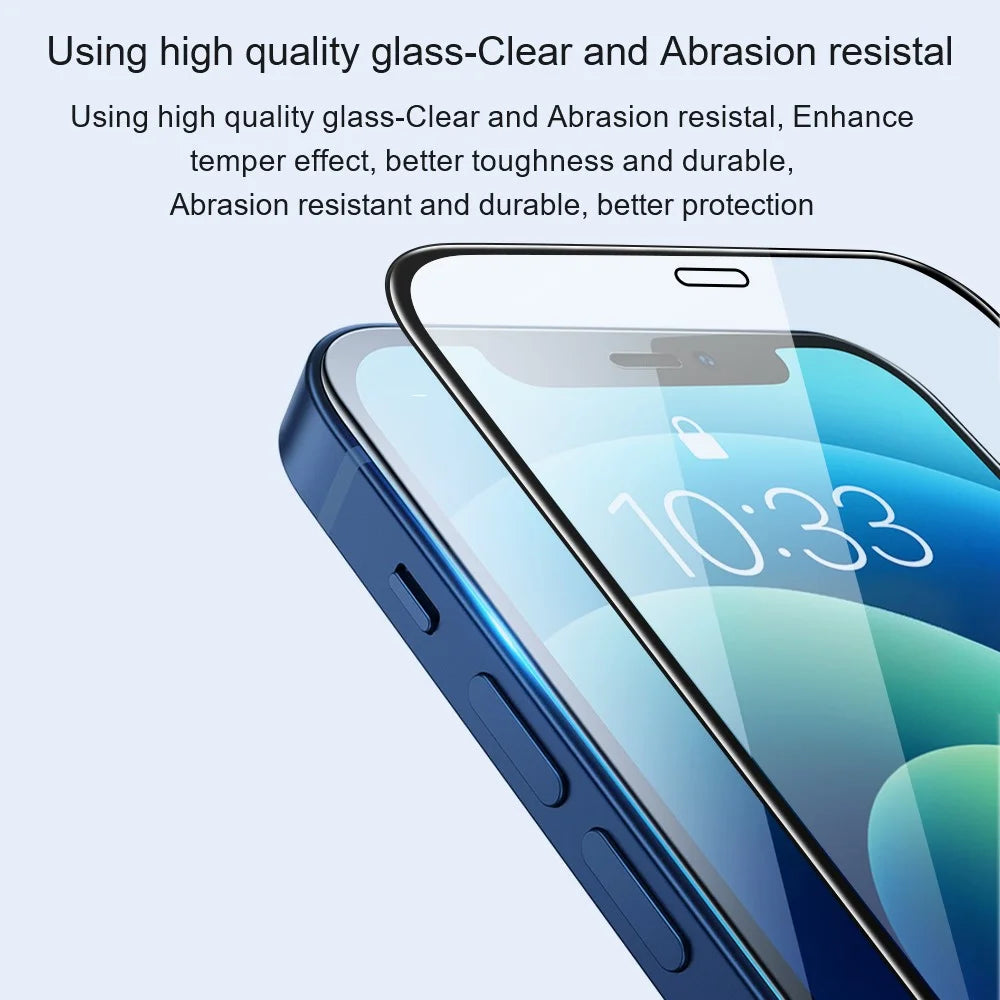 AMORUS 2Pcs For iPhone 15 Pro Max Silk Printing Tempered Glass Film Full Screen Coverage Protector (Full Glue) - Black - 7