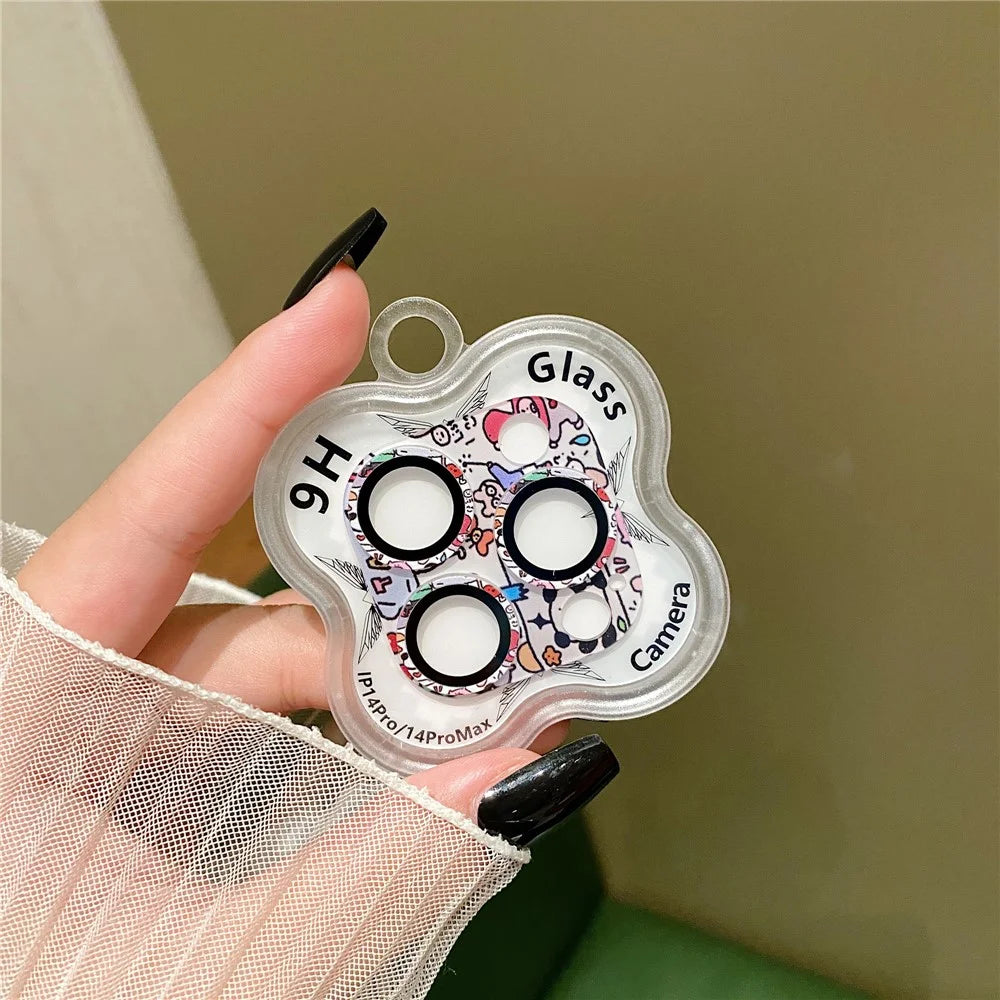 MKADI For iPhone 14 Pro / 14 Pro Max Camera Lens Protector 9H Tempered Glass Pattern Lens Film - Style A - 2