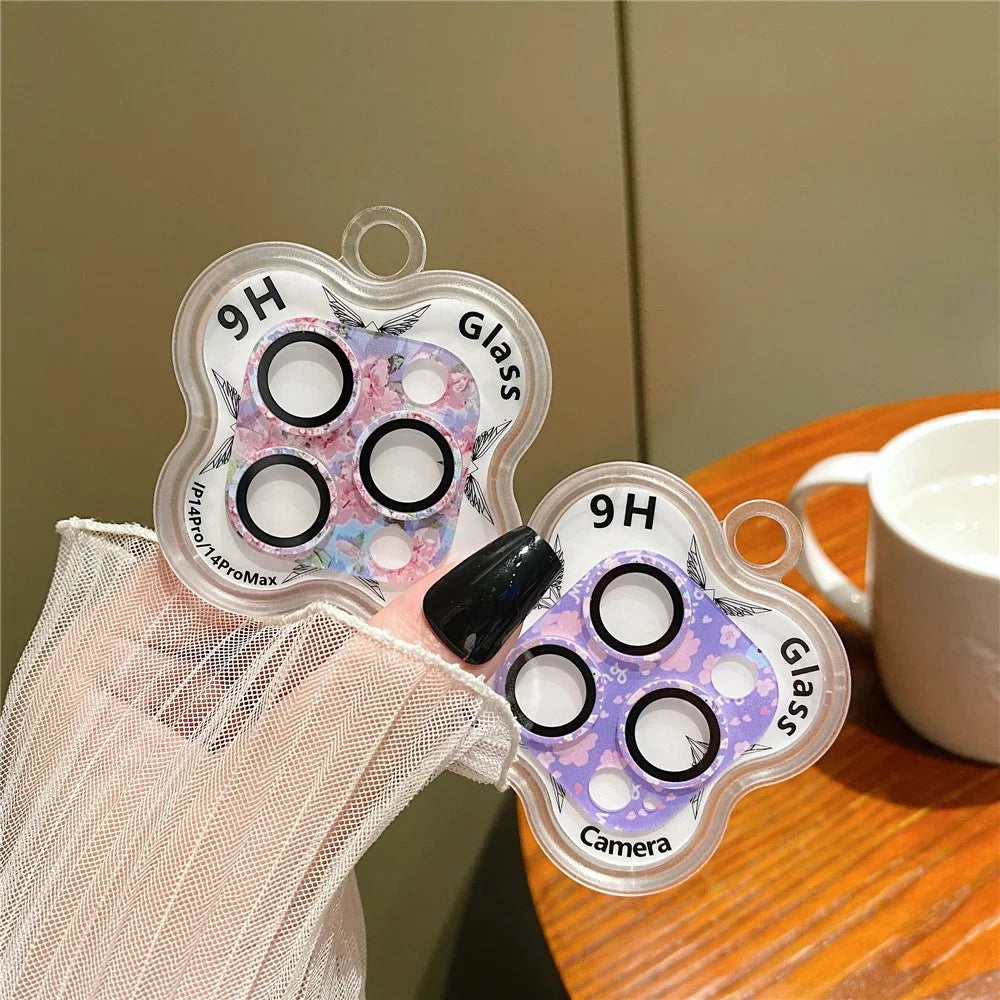 MKADI For iPhone 14 Pro / 14 Pro Max Camera Lens Protector 9H Tempered Glass Pattern Lens Film - Style A - 5