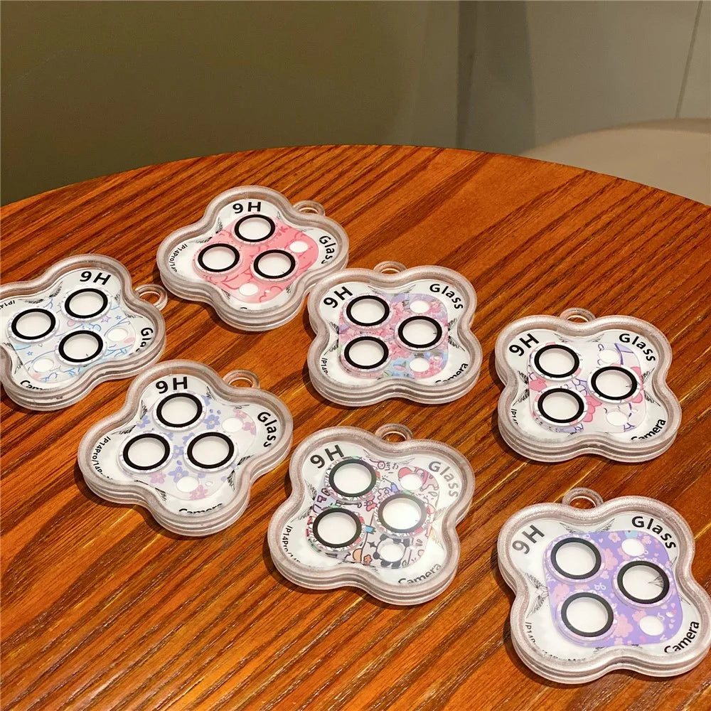 MKADI For iPhone 14 Pro / 14 Pro Max Camera Lens Protector 9H Tempered Glass Pattern Lens Film - Style A - 7
