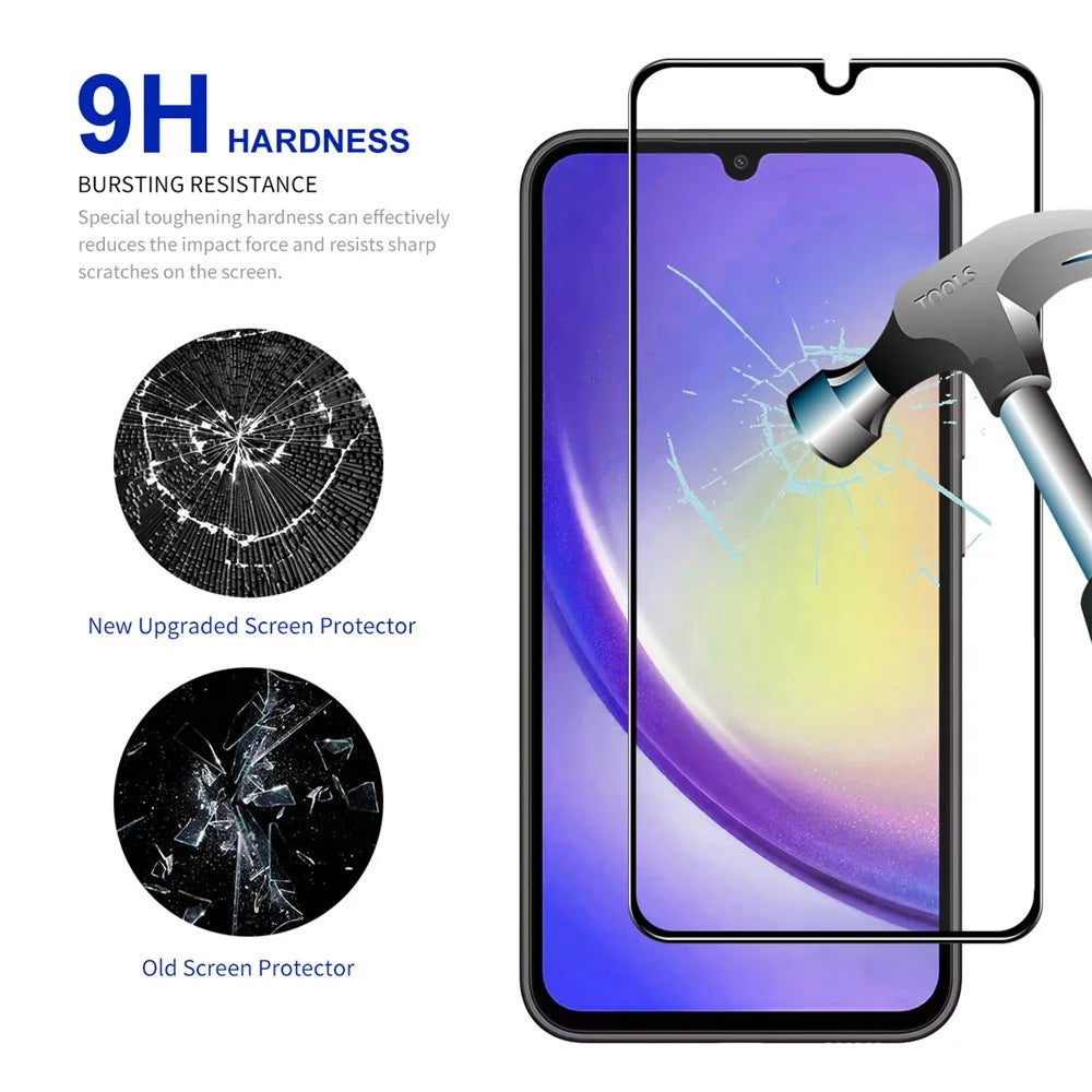 ENKAY HAT PRINCE For Samsung Galaxy A24 4G (162.1 x 77.6 x 8.3mm) High Aluminium-silicon Glass HD Screen Protector 0.26mm 2.5D Silk Printing Film - 3