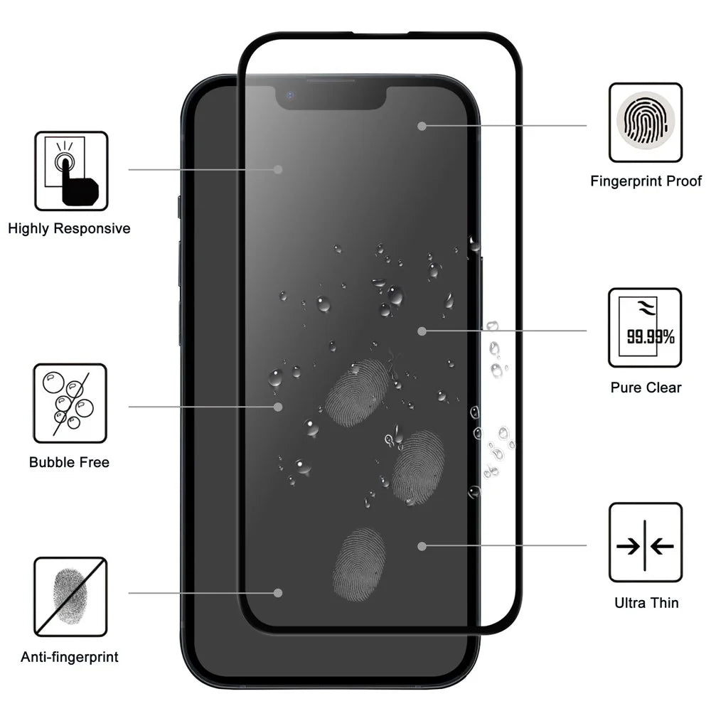 For iPhone 15 Plus HD Clear Dustproof Phone Screen Film Black Edge Full Glue AGC Glass Covering Protector - 2