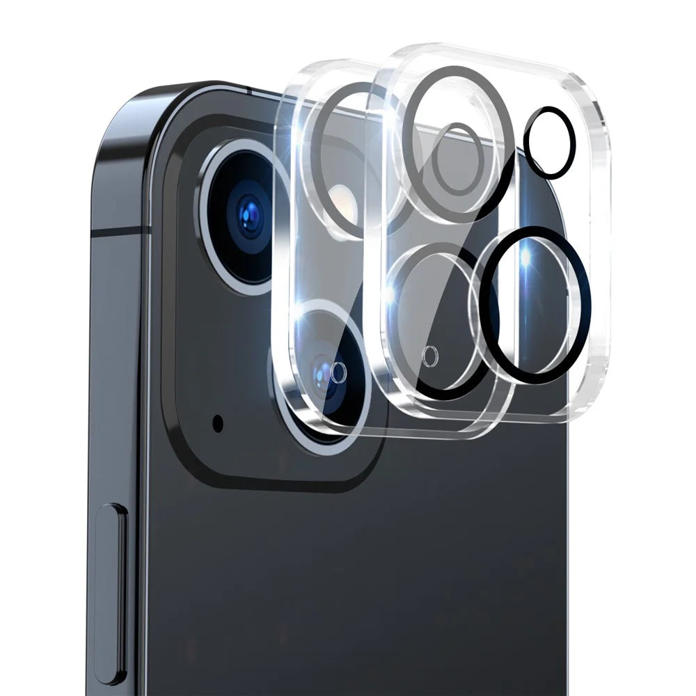 ENKAY HAT PRINCE 2Pcs For iPhone 15 / 15 Plus Camera Lens Protector Tempered Glass Full Cover Clear Lens Film - Black Circle - 1