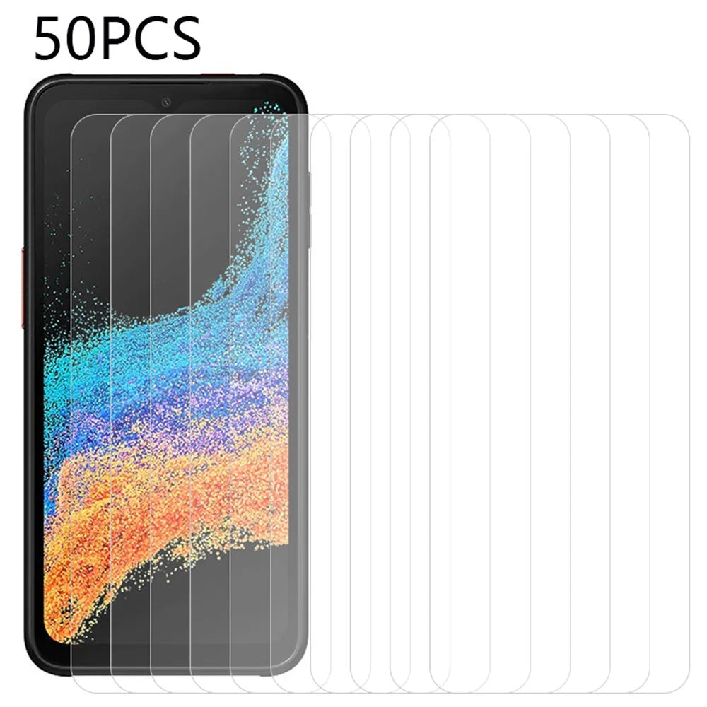 50Pcs Tempered Glass Film for Samsung Galaxy Xcover6 Pro 5G , HD Transparent Phone Screen Protector (No Package, with Wipes Set, Dust-absorber, Guide Sticker) - 1