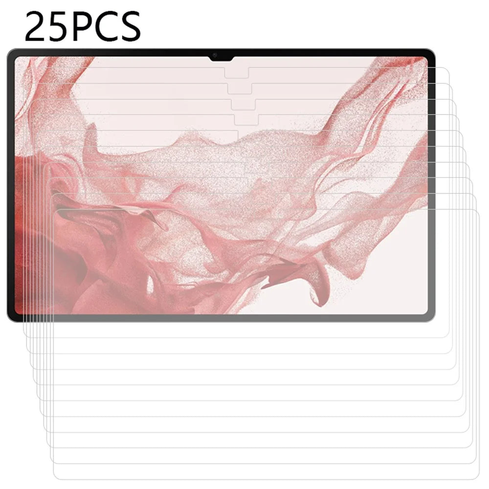 25Pcs For Samsung Galaxy Tab S11 Ultra / S10 Ultra / S9 Ultra / S8 Ultra Full Cover HD Clear Screen Protector Tempered Glass (No Package, with Wipes Set, Dust-absorber, Guide Sticker) - 1