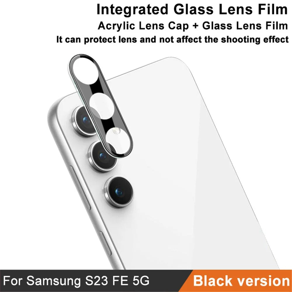 IMAK Tempered Glass Lens Film for Samsung Galaxy S23 FE , Camera Lens Protector+Acrylic Lens Cap (Black Version) - 4