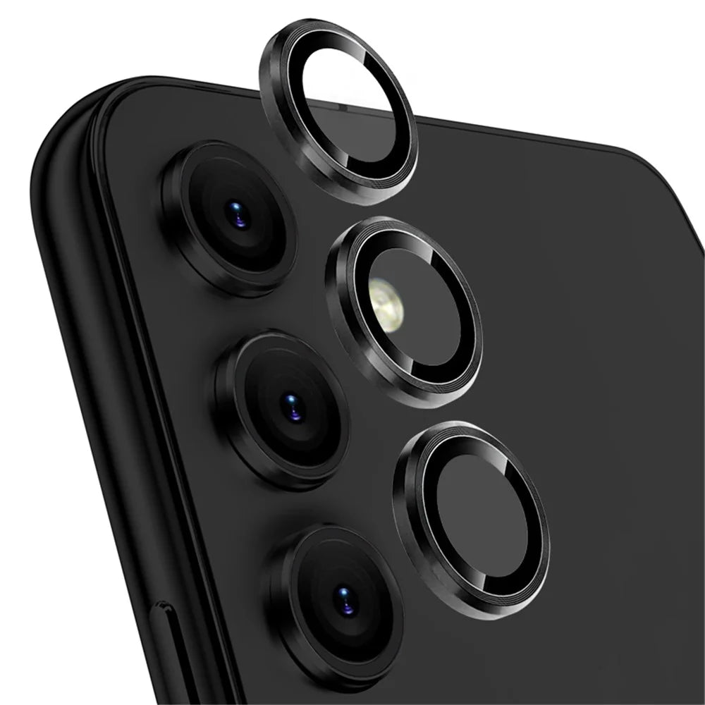 NORTHJO For Samsung Galaxy A14 5G / 4G / A34 5G 1 Set Camera Lens Protector CD Vein Metal Ring Tempered Glass Lens Film - Black - 1