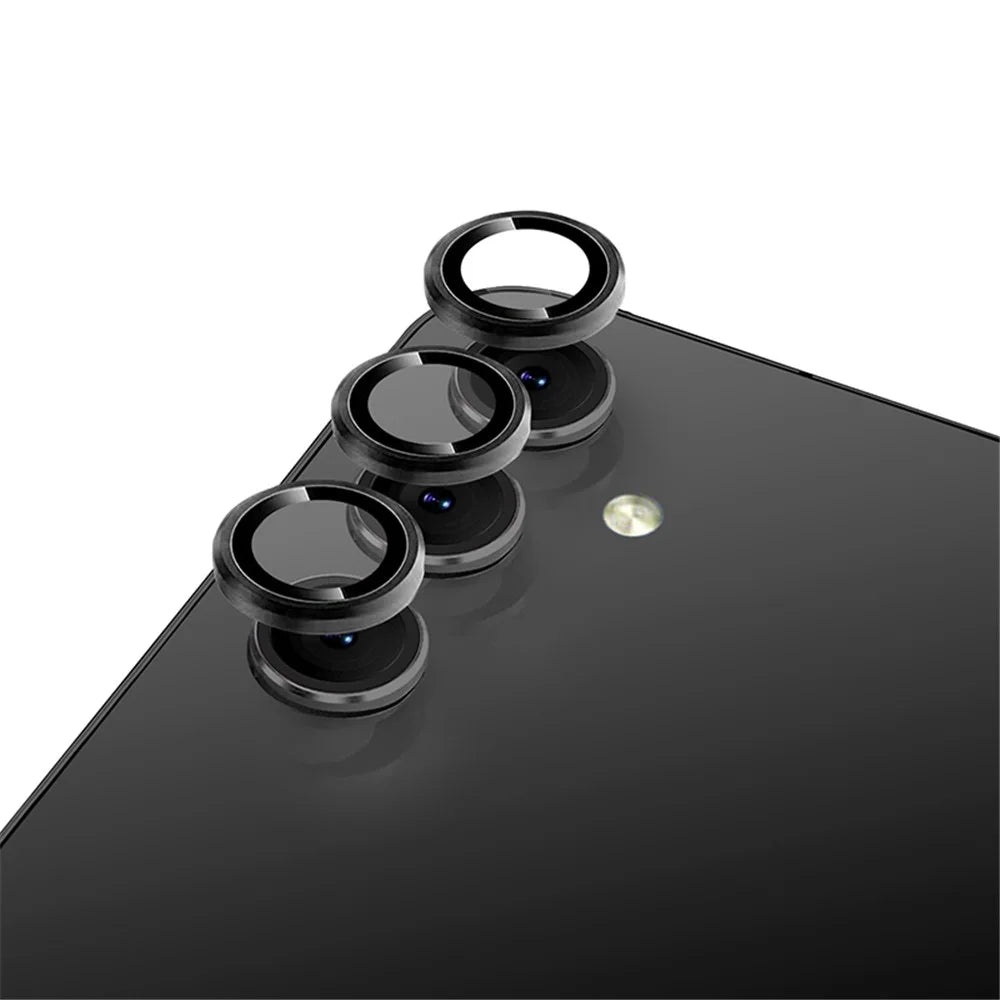 NORTHJO For Samsung Galaxy A14 5G / 4G / A34 5G 1 Set Camera Lens Protector CD Vein Metal Ring Tempered Glass Lens Film - Black - 2