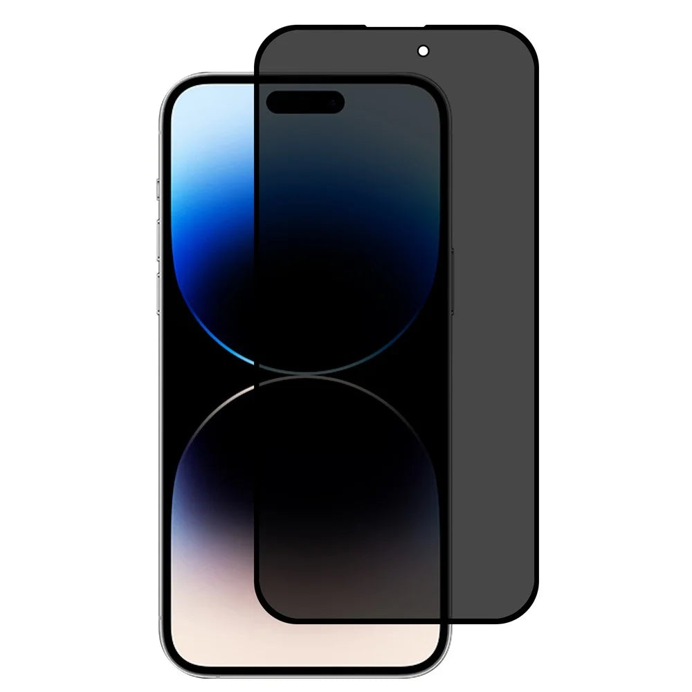 For iPhone 15 Plus Anti-Spy Screen Protector Full Cover Full Glue Silk Printing High Aluminium-silicon Glass Film - 1