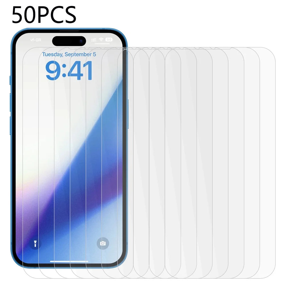 50PCS Ultra Clear Phone Screen Protector for iPhone 15 , Anti-Explosion Tempered Glass Screen Film - 1