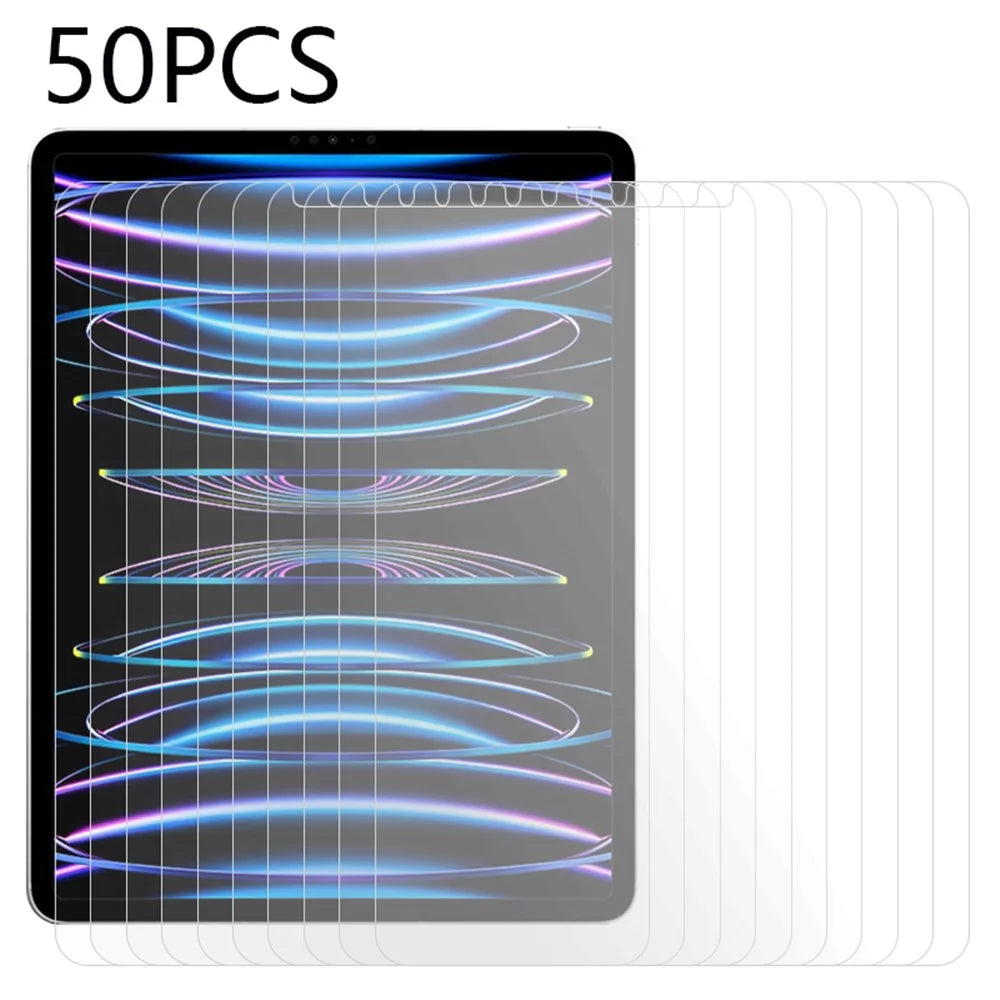50Pcs Screen Protector for iPad Pro 11 (2018) / (2020) / (2021) / (2022) / iPad Air (2020) / (2022) , Tempered Glass Ultra-Clear Film (No Package, with Wipes Set, Dust-absorber, Guide Sticker) - 1