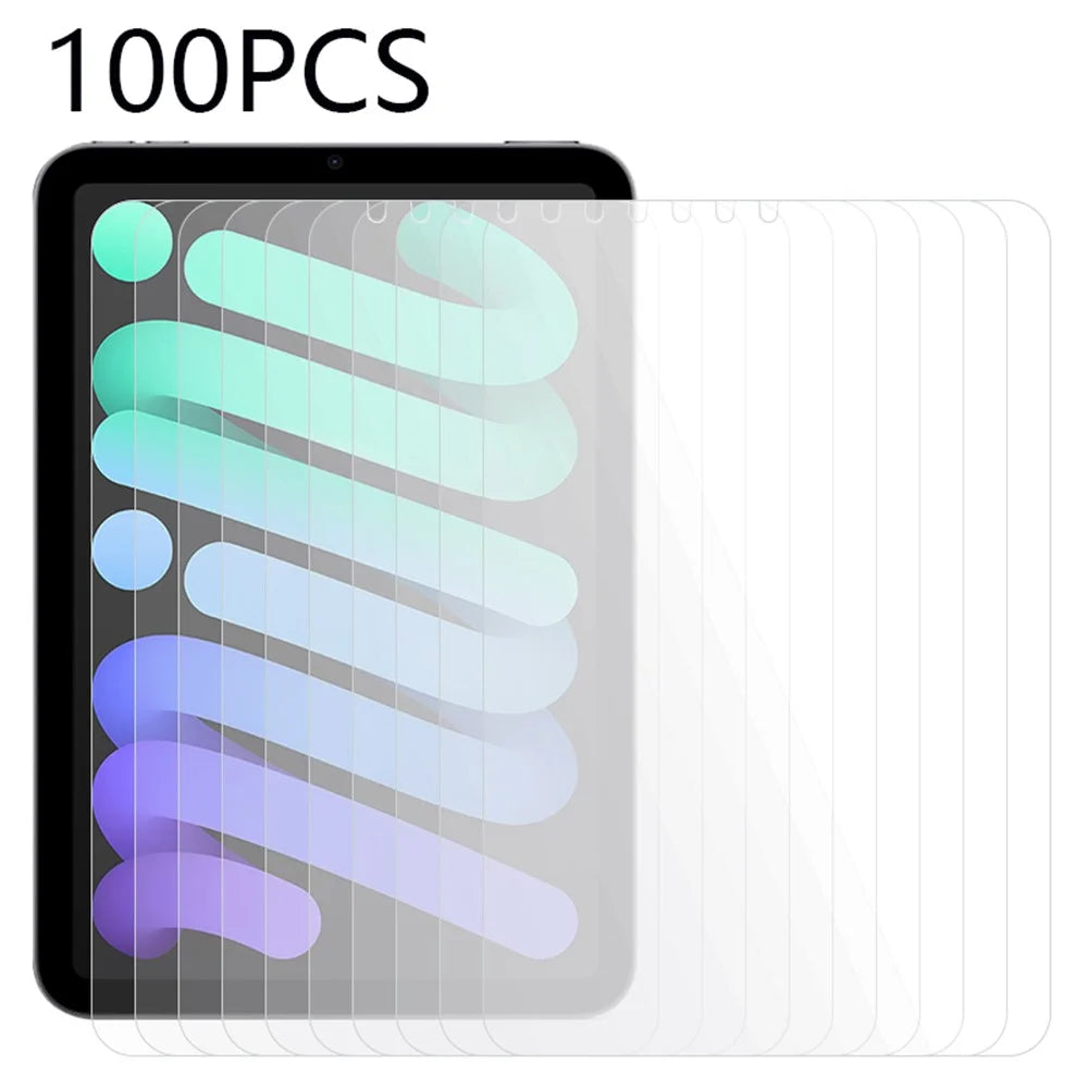 100Pcs For iPad mini (2024) / mini (2021) Tempered Glass Screen Protector HD Clear Anti-Shatter Film (No Package, with Wipes Set, Dust-absorber, Guide Sticker) - 1