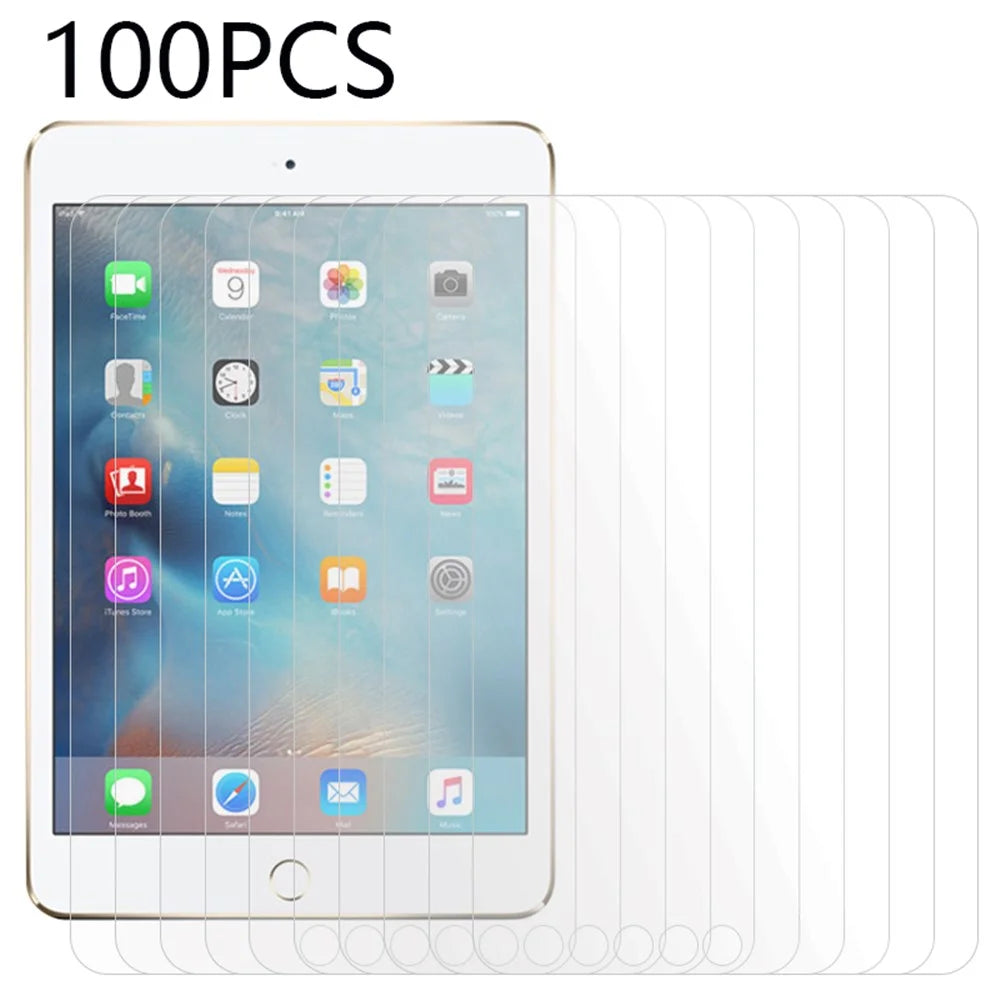 100Pcs For iPad mini 4 / mini (2019) 7.9 inch Tempered Glass Screen Protector Transparent Shatterproof Film (No Package, with Wipes Set, Dust-absorber, Guide Sticker) - 1
