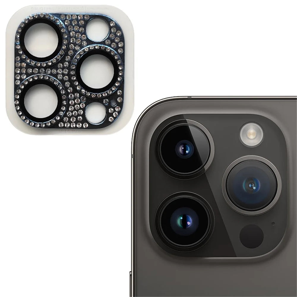 RURIHAI For iPhone 15 Pro / 15 Pro Max Aluminum Alloy + Tempered Glass Lens Film Crystal Clear Camera Lens Protector - Black - 2