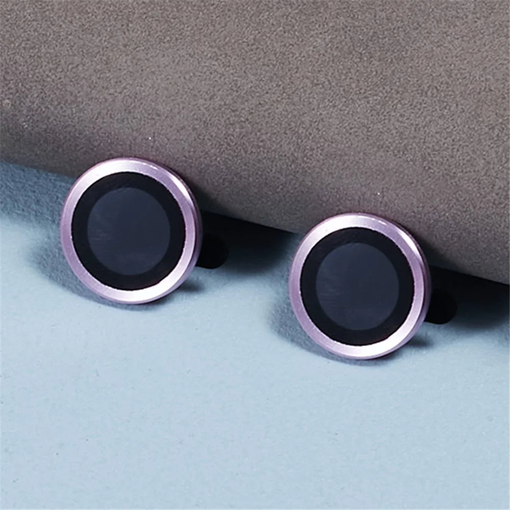 For iPhone 15 / 15 Plus Camera Lens Protector Set Electroplating Ring HD Tempered Glass Lens Film - Purple - 2