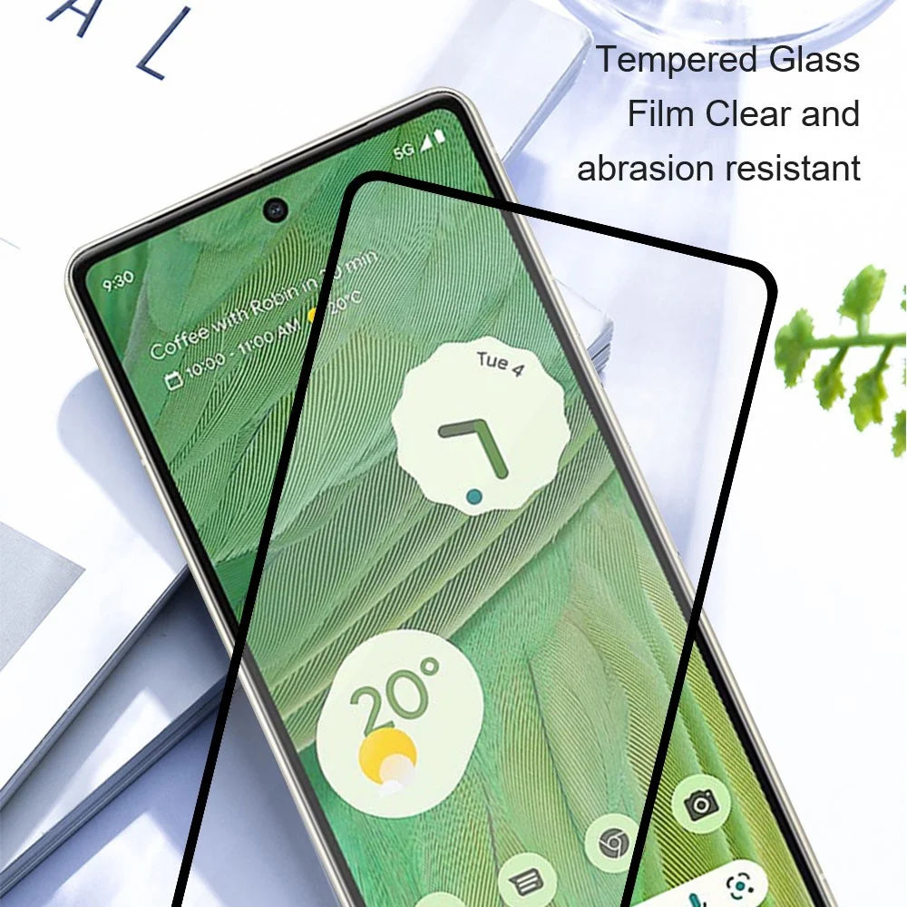 AMORUS For Google Pixel 8 Pro Anti-explosion Full Cover Screen Protector Silk Printing Full Glue Tempered Glass Film - Black - 4