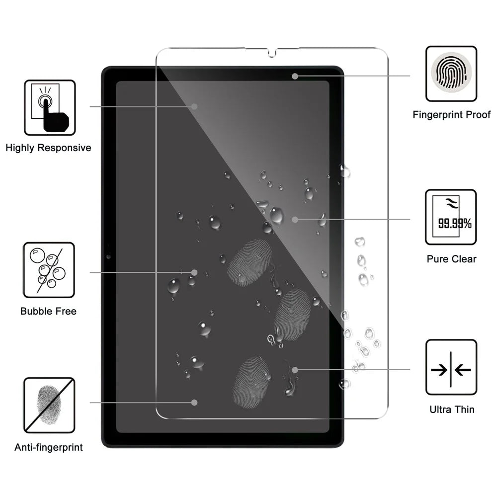 For Samsung Galaxy Tab A11 / A9 Tempered Glass Film Anti-Scratch Arc Edge Clear Full Screen Protector - 2