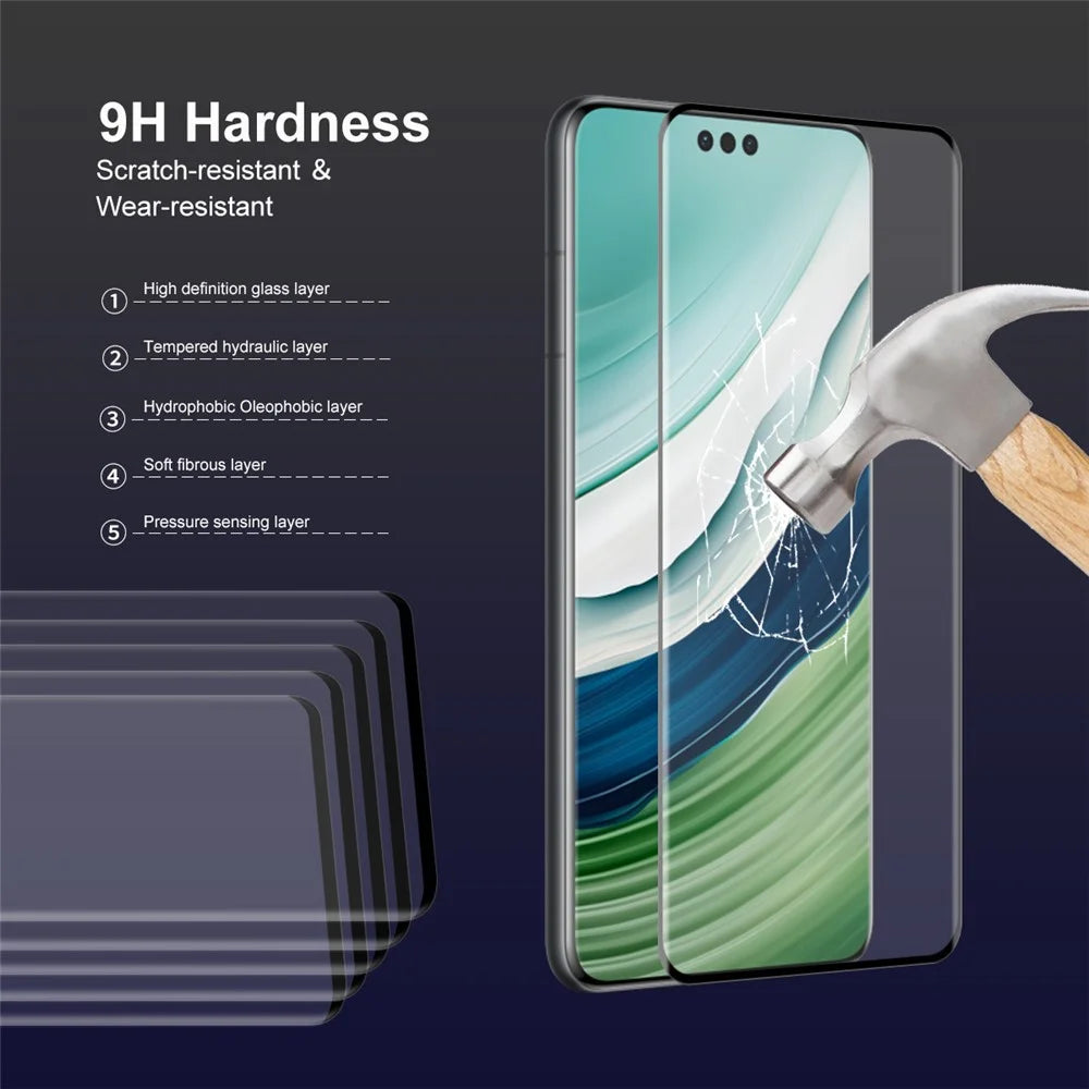 ENKAY HAT PRINCE Tempered Glass Film for Huawei Mate 60 Pro+ / Mate 60 Pro Side Glue 3D Curved Hot Bending Screen Protector Support Fingerprint Unlock - 4