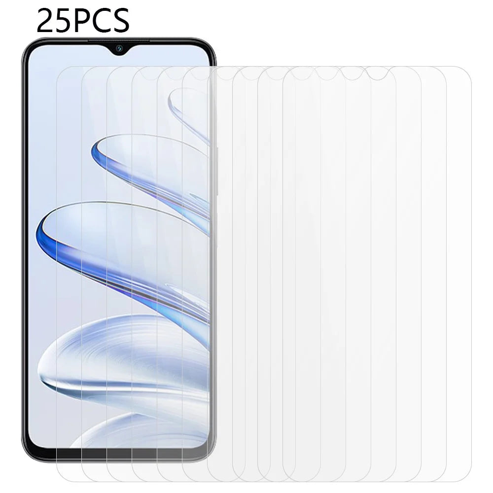25Pcs For Honor X6a 4G / 70 Lite 5G HD Clear Screen Protector Dustproof Tempered Glass Covering Film (No Package, with Wipes Set, Dust-absorber, Guide Sticker) - 1