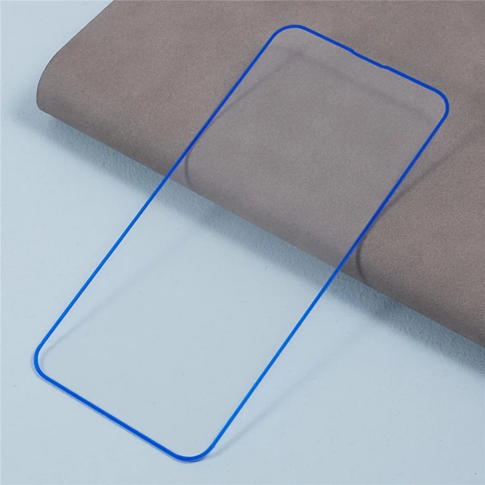 For iPhone 14 Plus Dustproof Phone Screen Protector Luminous Edge Medium Alumina Tempered Glass Film - Blue - 4