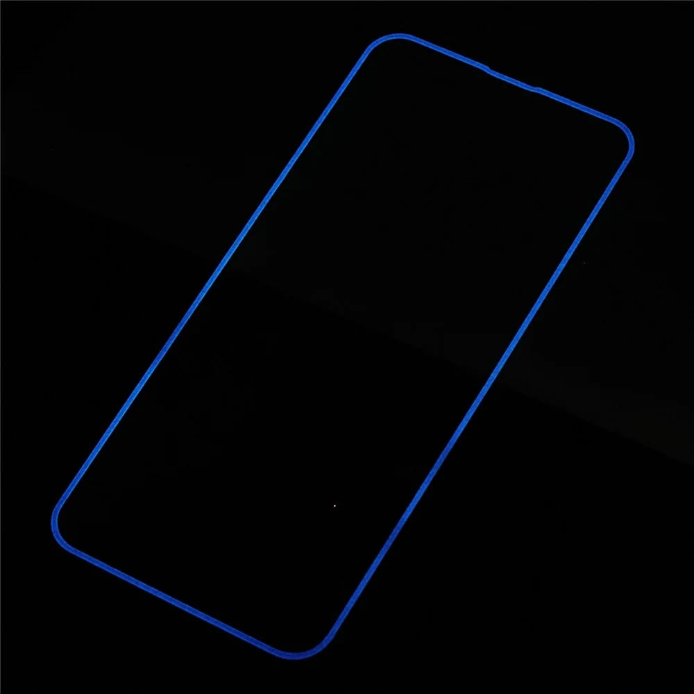 For iPhone 14 Plus Dustproof Phone Screen Protector Luminous Edge Medium Alumina Tempered Glass Film - Blue - 7