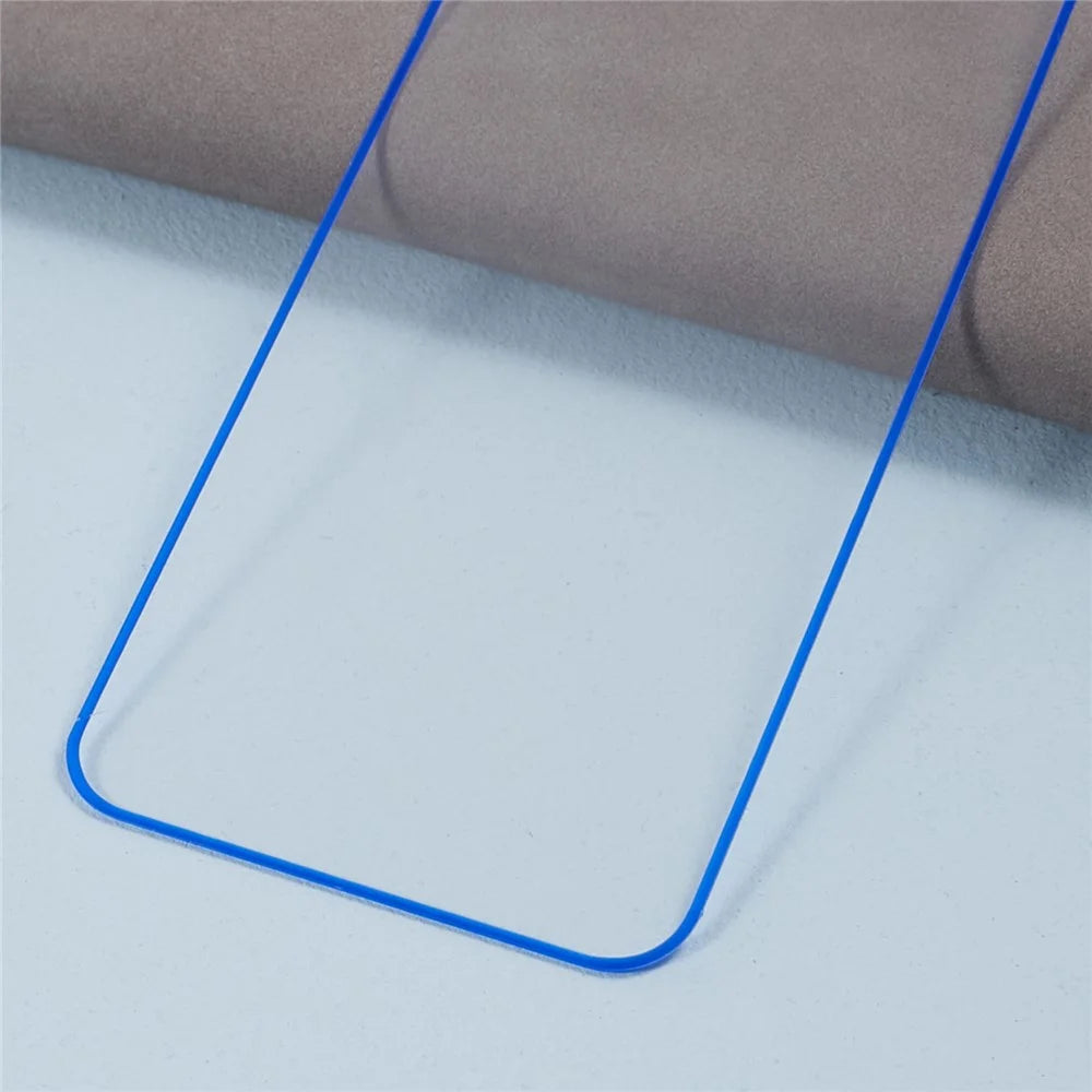 For iPhone 13 Pro Phone Screen Protector Medium Alumina Tempered Glass Screen Film Guard (Luminous Edge ) - Blue - 5