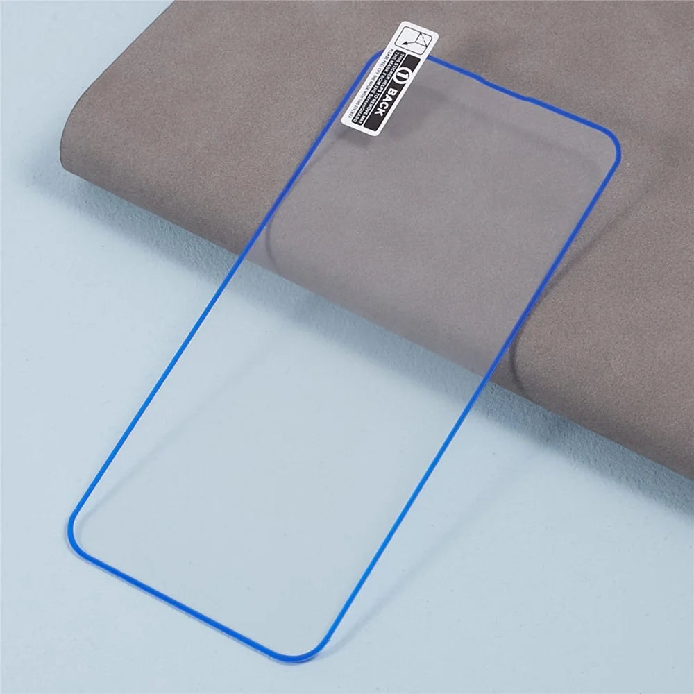 For iPhone 13 mini Phone Screen Protector Medium Alumina Tempered Glass Luminous Edge Screen Film - Blue - 3