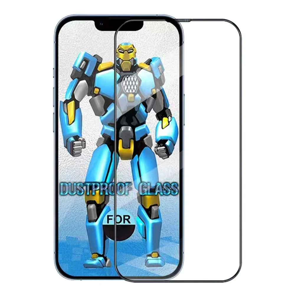 For iPhone 15 Plus Tempered Glass Screen Protector Full Cover HD Clear Film with Anti-dust Net - 1