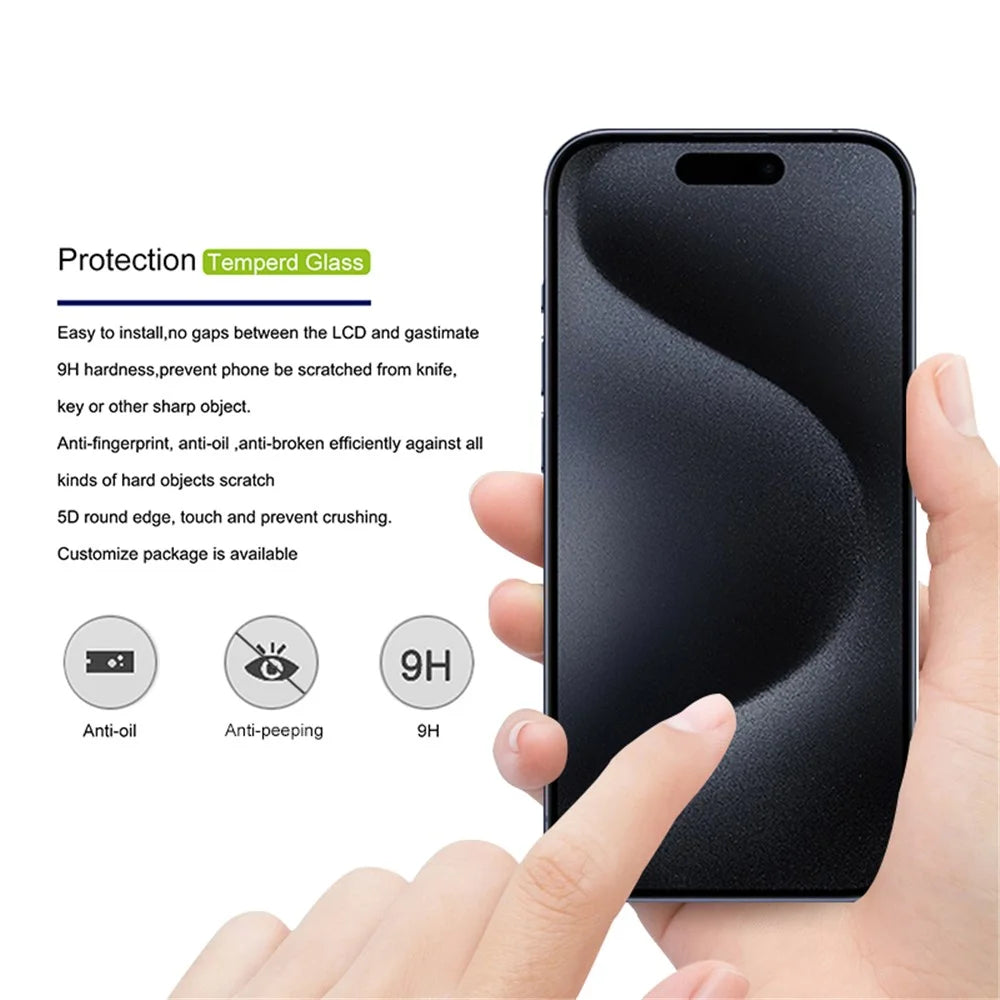 MOCOLO For iPhone 15 Pro Max Anti-Spy Tempered Glass Screen Film Full Glue 3D Arc Edge Screen Protector - 2
