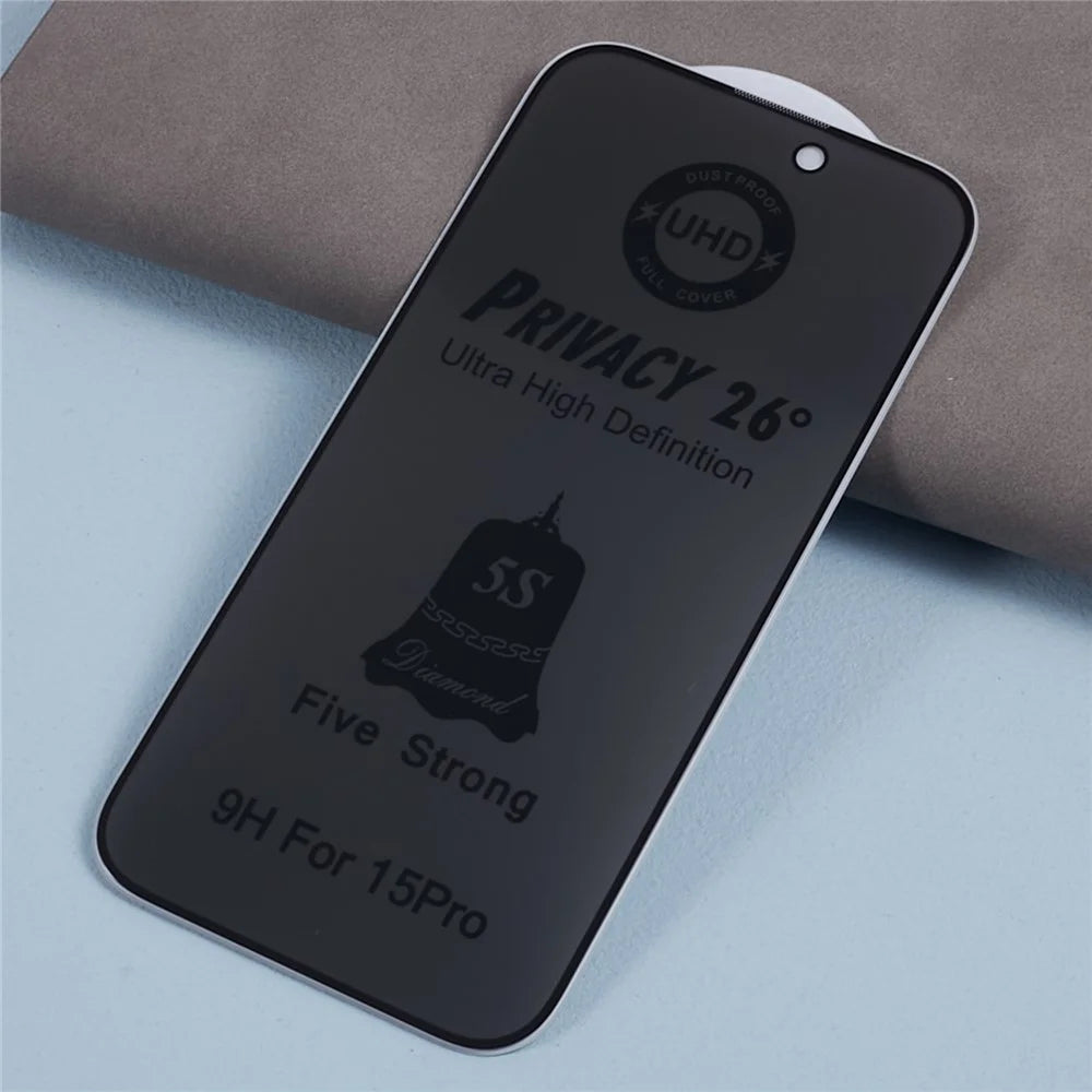 For iPhone 15 Pro Max Tempered Glass Film 26° Anti-spy Full Screen Protector with Dust-proof Net - 3