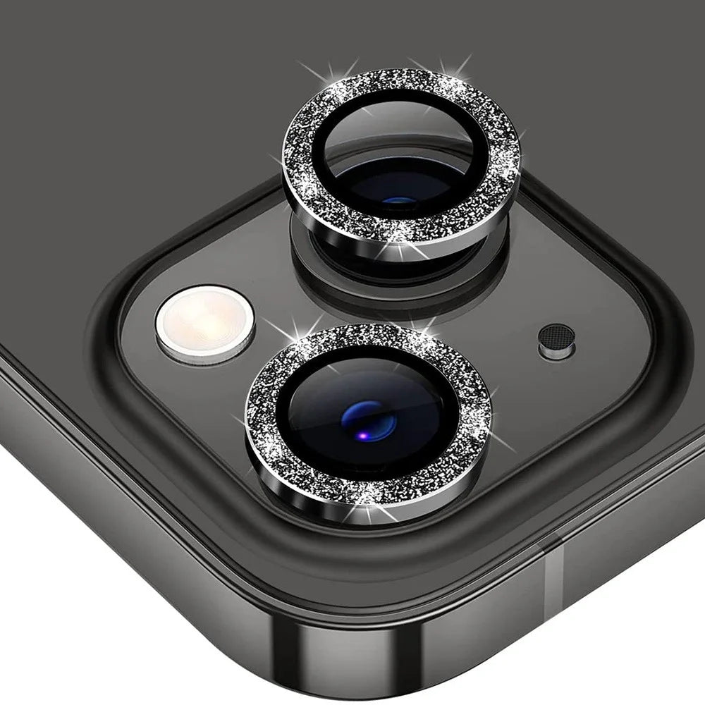 ENKAY HAT PRINCE For iPhone 15  /  15 Plus Camera Lens Protector Glitter Tempered Glass Lens Film - Black - 1