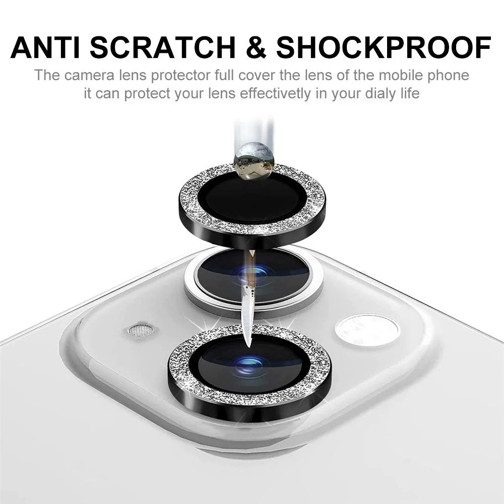 ENKAY HAT PRINCE For iPhone 15  /  15 Plus Camera Lens Protector Glitter Tempered Glass Lens Film - Black - 2